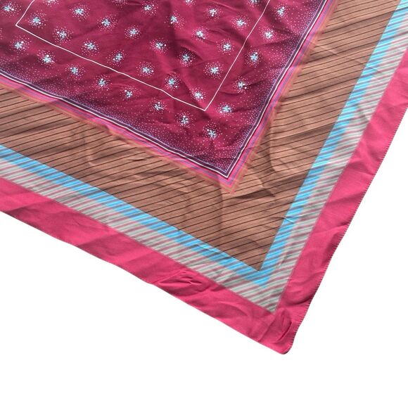 VTG Specialty House Medium Stripe Square Floral Silky Scarf 26" Made Italy Wrap - Picture 2 of 9